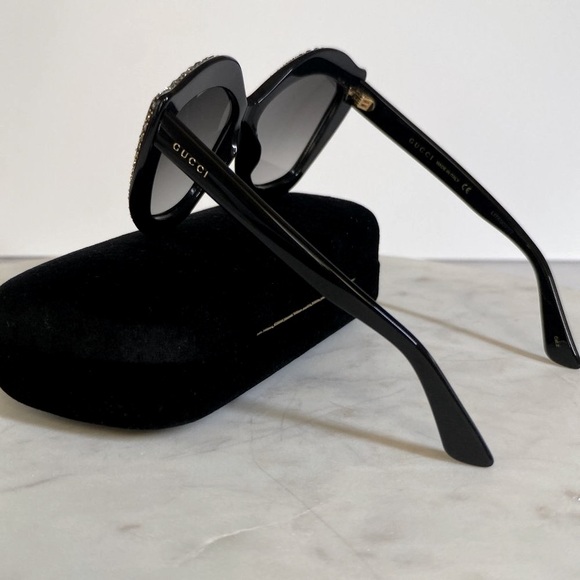 GUCCI 53MM Swarovski Clear Crystal Embellished Oversize Cat Eye Sunglasses - Picture 7 of 12